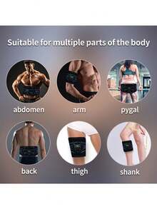 USB Rechargeable Abdominal Stimulation Belt - Muscle Shaping Trainer, Unisex Abdominal Muscle Exerciser, Abdominal Massage Device, 150mAh Battery Capacity - Blue - View 4