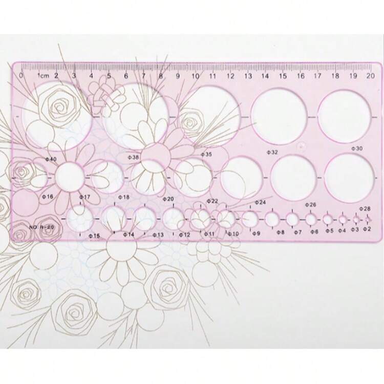 壓克力多圓形模板尺 20cm 幾何圓孔測量模板 多直徑圓形繪圖比例尺 適合學生繪圖藝術 DIY 手作 - 單件 - 查看 9