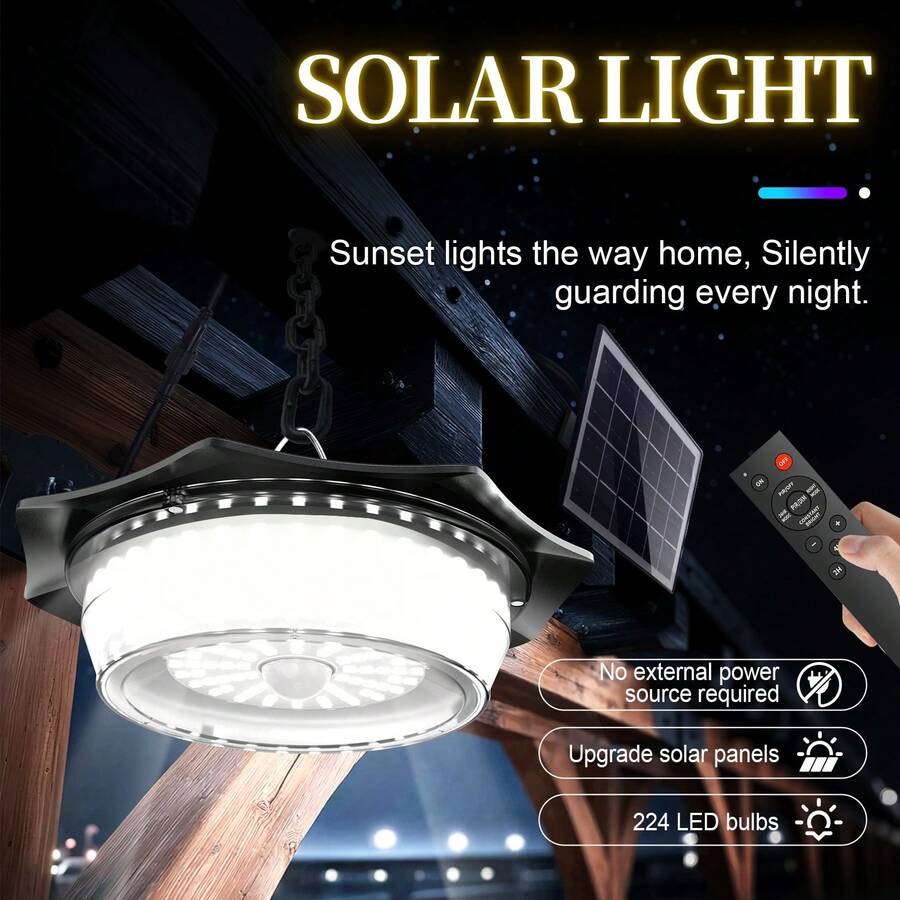 Solar Powered Pendant Light, Indoor/Outdoor Universal, Pull Cord Hanging Light For Daytime Use, 3 Lighting Modes, IP65 Waterproof, Dusk To Dawn Outdoor Light, Suitable For Barn, Home, Gazebo, Garage - Solar Light - View 1