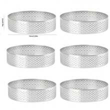 6pcs Stainless Steel Round Tart Ring Set - Perforated Mousse And Dessert Rings, Cookie Molds, Fruit Tart Molds, French Cheesecake Baking Tools, Suitable For Christmas, Easter, Thanksgiving - Multicolor - View 13