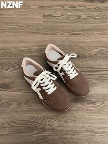 NZNF Premium Flat German Training Shoes For Women, New Autumn Versatile Sneakers To Match Skirts - Brown - View 2