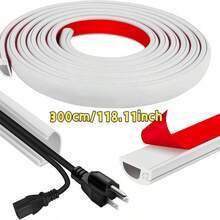 2M/3M Curved Anti-Crush Floor Cable Cover, Self-Adhesive Power Extension Cord Cable Management Tray, Cable Protector, Home Wire Organizer - A - View 3