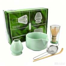 5PCS Middle Eastern Style Matcha Starter Kit Comes With Spouted Matcha Bowl, Bamboo Matcha Whisk, Whisk Holder, Matcha Scoop And Powder Sifter, Complete All-In-One Matcha Tools. Great For Traditional Matcha Tea Ceremony, - Multicolor - View 12