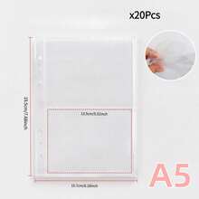 10 piezas de hojas sueltas de recambio A5 para carpeta, incluyendo 1 ranura, 2 ranuras, 4 hojas protectoras de bolsillo de doble cara - Multicolor - Ver 17