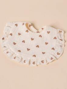 2pcs Baby Gauze Triangle Bibs, Colorful Polka Dot & Heart Print Ruffle Edge Drool Bibs, Soft Absorbent Anti-Spit-Up Bibs For Newborns - Multicolor - View 8