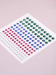 1pc 4-Color Vibrant Large & Small Round Rhinestone Self-Adhesive Face Stickers, DIY Music Festival Party Gift, Daily Decoration, Prom, Hair, Eyes, Face & Body Temporary Decorative Stickers - Multicolor - View 9