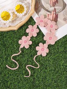 1pc Romantic Sweet Holiday Atmosphere Pink Knitted Sunflower Headband - Pink - View 3