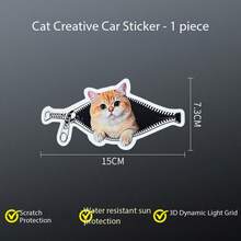 Car Stickers, Cartoon/Anime, Cute, Zipper, Cat, Playful, Luggage, Computer, Electric Motorcycle, Car Body Scratch Stickers, Decoration - Time Cat Stickers - View 11
