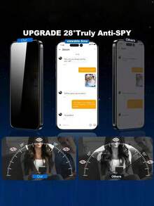 BOLLYMORE 5片裝強化玻璃防窺螢幕保護貼，相容 iPhone 17/11/12/13/14/15/16 Pro Max，雙面防窺，超強強化玻璃，5倍強度，隱形保護，防指紋，易安裝，相容 14/15/16 Plus - 黑色 - 查看 5