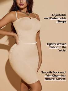 Shapewear Dress For Women Tummy Control Adjustable Spaghetti Seamless Body Shaper For Under Dresses Black Party Elegant Summer - Apricot - View 3