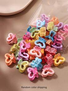 10/20/30pcs Sweet Colorful Gradient Snowflake & Heart Mini Claw Clips ...