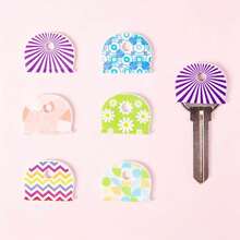 4pcs Striped Pattern Non-Slip Silicone Key Caps - Durable Non-Slip Key Identifiers, Suitable For Home, Office And Door Keys - Essential Item, Perfect For Family And Roommates, Keep Items Organized, Great Gift Choice - Multicolor - View 7