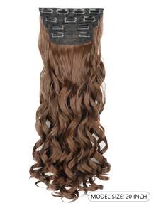 Clip In Hair Extensions, 20 Inch Long Wavy 4PCS Hair Extensions Natural Soft Synthetic Fiber High Temperature Heat Resistance Clip In Hairpieces For Women Weddings Party Daily Use - Brown - View 9
