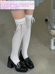 STAR RIVER 1雙蝴蝶結蕾絲繫帶過膝長襪，女款JK甜美蘿莉塔綁帶長筒襪，簡約百搭Y2K，返校季 - 彩色 - 查看 17