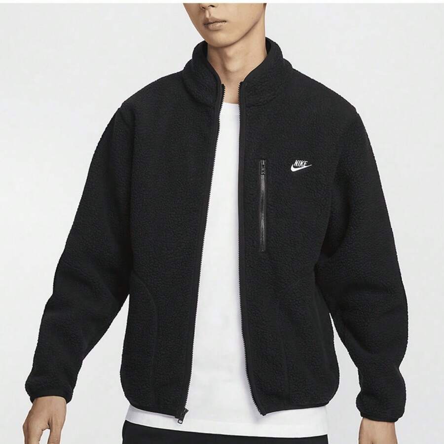 Nike Sportswear Club New Men's Versatile Fleece Warm Zip-Up Casual Sports Jacket FZ0889-010 - Black - View 1