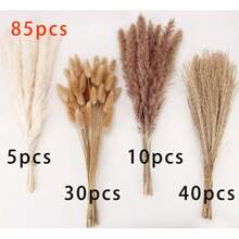 Brown Artificial Pampas Grass Bouquet, Bulk Bunny Tail Grass, 43.18cm Boho Artificial Fluffy Pampas Reed, Wedding Home Table Party Decoration (Classic Style) - Brown - View 7