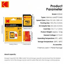 Kodak 原廠 Micro SD 記憶卡 32GB 64GB 128GB 高速 MicroSDXC TF 記憶卡附 SD 轉接卡，Class 10 U3 V30 A1 最高 100MB/S，4K 影片儲存卡，適用於智慧型手機、相機、遊戲機、運動攝影機和監控攝影機 - 紅色 - 查看 8