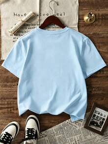 [Authorized] Toy Story Print Disney Girls' Summer Round Neck Casual T-Shirt For Children, Suitable For Birthday Gifts, Summer Girls' T-Shirts - 淺藍色 - 查看 3