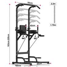 GartistGo Power Tower Pull-Up & Dip Station For The Home Gym – Adjustable Height Range, 150 Kg Weight Capacity With Non-Slip Suction Cups, H-Beam Steel Base Power Rack - Black - View 12
