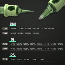 T-REX 20支/盒 高級無菌紋身針筒 醫療手術級不鏽鋼一次性紋身針筒 RL/RS/ #10 #12 尺寸 專業紋身師用品 - 墨綠色 - 查看 9