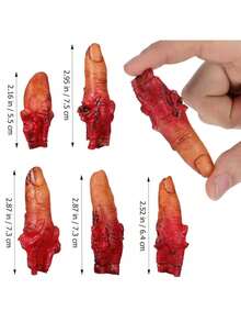 5 piezas de dedos falsos realistas con sangre, accesorios de decoración de Halloween con tono de piel y detalles sangrientos, adecuados para casas embrujadas, fiestas, bromas de fiesta y decoración de terror, Halloween - A - Ver 10