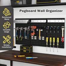 Wall-Mounted Pegboard Kit With 3 Pegboards For Garage Workshop-Black-XY156752 - TA10069NY - View 6