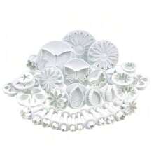 33 piezas Molde cortador de galletas con forma de flor blanca DIY Molde de fondant para pastel de flor Herramienta de decoración de pastel de plástico Accesorios de repostería Cortador de galletas de plástico - Multicolor - Ver 10
