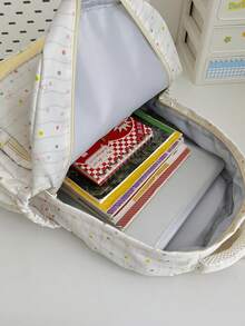 Sac à dos grande capacité, sac d'école style doux à pois pour les étudiants du lycée et de l'université, sac à ordinateur pour les déplacements. Compartiments scientifiques, convient pour l'ordinateur portable, les livres, les cosmétiques, le parapluie, dites adieu au désordre. Que ce soit pour les cours quotidiens, les déplacements, les sorties en famille le week-end ou les voyages locaux, il peut tout gérer parfaitement ! Aucun pendentif inclus. - Multicolore - Voir 11