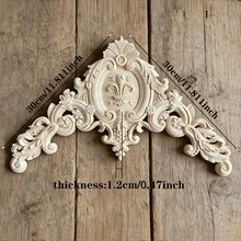 1pc Unfinished Wooden Carved Decorative Corner Onlay, Intricate European Style Relief Pattern, Suitable For Cabinet, Door, Window, Fireplace, Wall, Furniture, Backsplash Decor, DIY - Multicolor - View 13