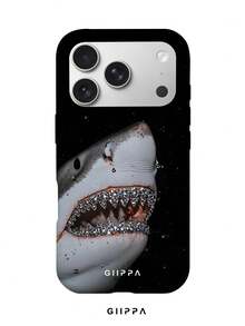 GIIPPA 1件純黑背景大白鯊圖案設計手機殼，適用於Phone 17 Pro Max，相容Phone 16 Pro Max、15 Pro Max、14 Pro Max，韓系高端時尚趣味手機殼，相容11/12/13/14/15/16 Pro Max Plus，優雅設計男女皆宜，送給女友的聖誕節、情人節、復活節、婚禮季與生日完美禮物 - 彩色 - 查看 1