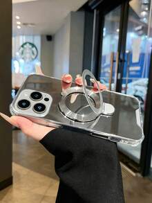 1pc Mirror Stand Phone Case - Silver - View 4