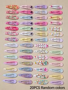 20pcs Girls Colorful Water Drop Oil Random Style Simple Cute Princess BB Hair Clips Bangs Hair Clips Hair Accessories For Daily Use - Multicolor - View 4