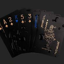 1set-Waterproof Playing Cards, PVC Plastic Playing Cards, 1 Deck Of Playing Cards, Christmas Gift Playing Cards, Halloween Gift, Thanksgiving Gift, Game Gift, High Quality. Creative Personalized Non-Fading Playing Cards Black PVC Waterproof Playing Cards. Party Games And Activity Supplies. - Multicolor - View 10