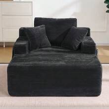 A Comfortable Corduroy Sofa – No Self-Assembly Required, With A Soft Back. - 黑色 - 查看 6