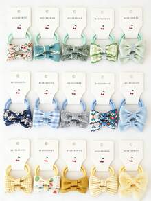 10pcs Pastoral Style Assorted Fabric Bow Headbands Hair Accessories, Suitable For Children - Multicolor - View 1