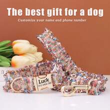 Personalized Pet Collar - Polyester Fiber Customizable Name & Phone Number Etc. - Pet Collar, Suitable For Small, Medium And Large Dogs, Best Gift For Dogs, Daily, Holiday, Best Gift For Friends And Family - Multicolor - View 5