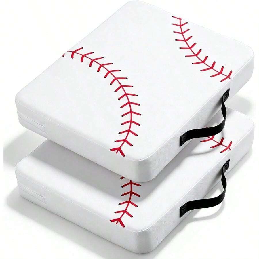 Thick Stadium Cushion 2 Pack 2.8" Baseball Print Waterproof 13.4"X 16. 2.8" Bleacher Pads With Handle Sport Portable Cushion Games, Outdoor Event - Baseball - View 1