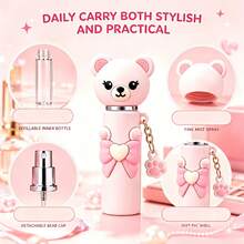 Botol Semprot Parfum Isi Ulang Beruang Lucu 1 Buah Gantungan Kunci Cakar Hati Pita Mini Portabel Wadah Kosmetik Kosong yang Dapat Digunakan Kembali untuk Perjalanan dan Penggunaan di Luar Ruangan - MultiWarna - View 4