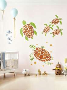 4 Turtle Pattern Stencils, Reusable Painting Stencils, Ocean Animal Pattern Stencils, Turtle Pattern Stencils, And DIY Craft Stencils For Art Creation, Fabric, Canvas, Wooden Wall, Home And Furniture Decoration - Sets - View 3