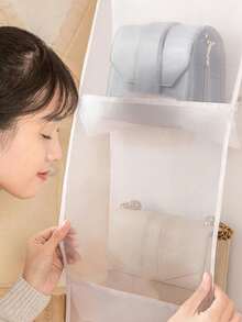 Compartment Hanging Handbag Organizer Transparent Wallet Storage Closet Space-Saving Organization System Suitable For Living Room Bedroom,Bedroom Room Decor,Back To School - Black - View 8
