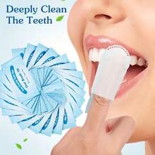 25pcs Mint Tooth Cleaning Surface Brush, Finger Sleeve, Tooth Cleaning Cloth, Cleaning Cloth, Finger Sleeve, Designed For Easy Use And Portability, Suitable For Use After Dining Out To Avoid Embarrassment Of Food Residue On Teeth - Cleaning Brush - View 1