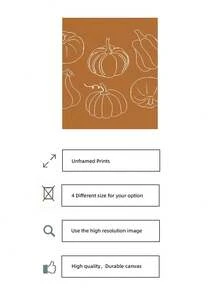 1pc Frameless Burnt Pumpkin Line Art Fall Poster, Minimalist Neutral Autumn Wall Decor For Bedroom Dorm, Back To School Gift - Pumpkin - View 5