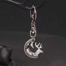 2pcs/Set Separable Deer Head Keychain, Interlocking Morgan Silver Coin Puzzle Pendant, Vintage Gothic Style Coin Charm, Matching Car Key Accessories For Couples - 2 Deer Heads - View 12