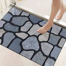 1pc Stone Texture Pattern Printed Diatomaceous Earth Kitchen Mat, Absorbent Kitchen Floor Mat, Kitchen Rug, Sink Front Mat, Suitable For Kitchen, Bathroom, Entryway, Hallway, Laundry Room And Home Decor - Multicolor - View 7