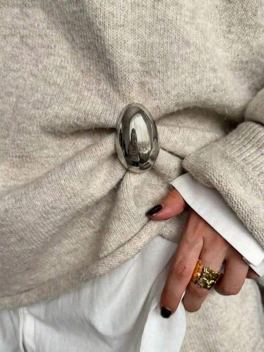 1件極簡金屬大尺寸胸針,適合裝飾洋裝或夾克腰部,時尚高端飾品 - 彩色 - 查看 1