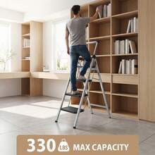 Huini 4 Step Ladder With Handrail, Folding Step Ladder, Non-Slip Household Ladder, Steel Folding Step Stool, Multifunctional Step Stool, Maximum Load 150 Kg - Tangga 4 Langkah - View 4