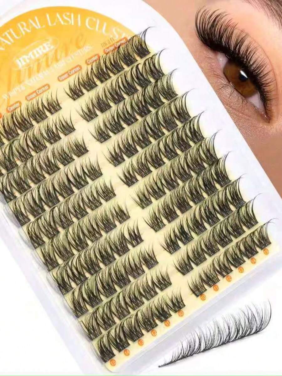 Natural Eyelash Clusters, Dense Eyelash Clusters, Cat Eye Clusters, Natural Eyelash Extension Effect 10-15mm Pre-Set Eyelash Map, Single Eyelash Clusters, Eyelash Clusters - D - View 1