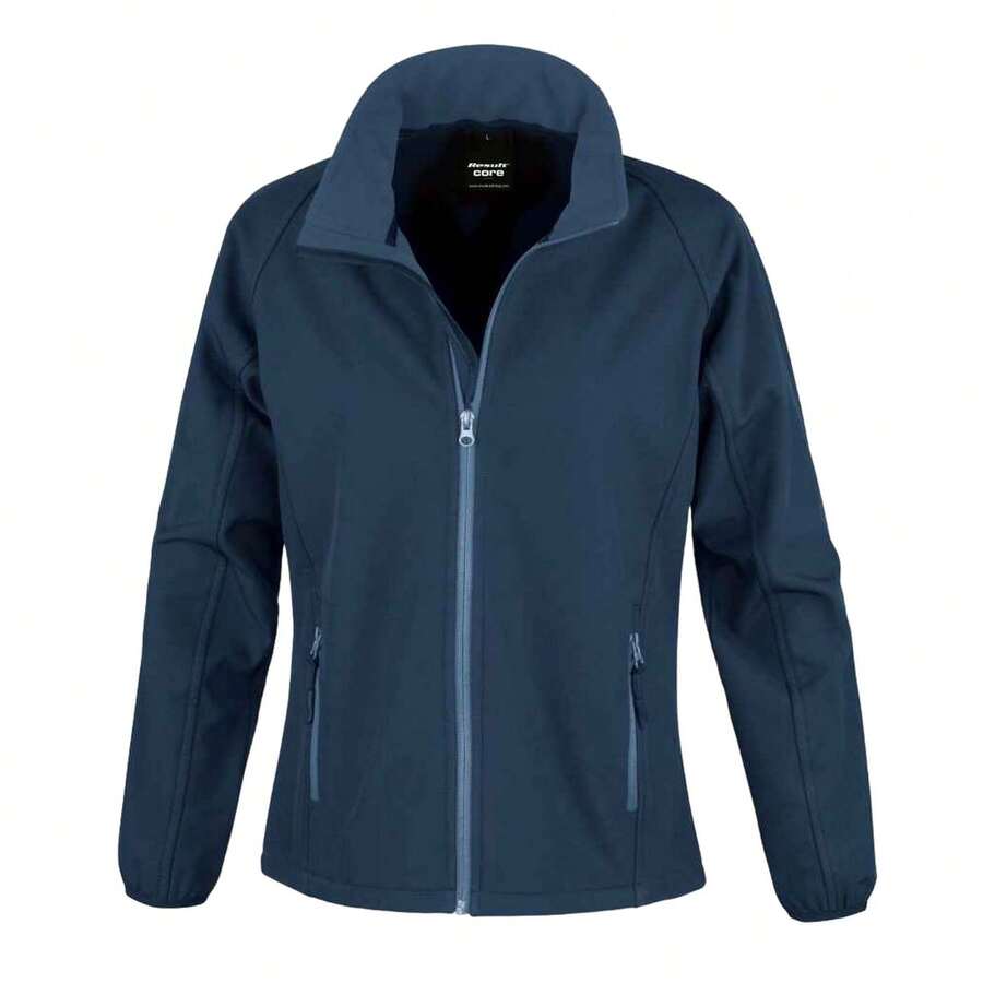 Result Womens/Ladies Core Printable Full Front Zip Softshell Jacket - Navy - View 1