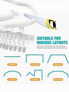 5/3 Meters Flexible Bendable Curtain Track Rail Complete Accessory Kit, Plastic Alloy Curtain Slide Rail With Clips, Brackets And Screws Set, Multi-Purpose Ceiling/Wall Mount Curved Curtain Track Hardware, Suitable For Bedroom Window Home Curtain Installation - Multiple Styles - View 5