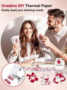 Self-Adhesive Stickers (Print Red Color Thermal Paper), 57 X 25Mm, Mini Pocket Camera Refill Paper, Ink-Free, Portable, For Printing Patterns/Error Questions/Work Plans/Schedules/Images - View 10